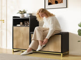 Vividwood L-Shaped Shoe Storage with Flip Drawer & Adjustable Wave Shelves, 39''W Entryway T5618P505966