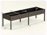 2-Section PE Rattan Raised Garden Bed, 29" Ergonomic Elevated Planter Box with Detachable Fabric 25197880