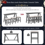 ZUN Multipurpose Home Kitchen Dining Bar Table Set with 3 Upholstered Stools 03694588