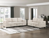 Modern Living Room Furniture 1pc Beige Chair with One Arm, Storage Pouch and Charging Ports Corduroy B011P206261