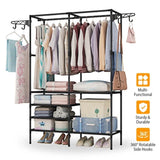 ZUN Clothing Rack Clothes Rack, 66'' Multifunctional Garment Rack for Hanging Clothes, 4 Tiers Portable 44674946