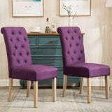 ZUN Habit Solid Wood Tufted Parsons Dining Chair, Set of 2, Purple T2574P164544