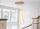 High Ceiling Chandelier Modern LED Ring Pendant Light 3 Color Dimmable Gold Chandeliers Contemporary 87694534