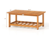 Sturdy Slatted Outdoor Coffee Table with Lower Shelf, Indoor Outdoor Multi-Purpose Center Table 49669200