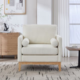 35.4 "Wide Modern Farmhouse Performance Accent Chair with Natural Wood Legs, Wood Base Reading W3118P283467