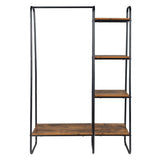 ZUN Clothes Rack with 5 Wood Shelf, Freestanding Rack,Garment Rack, Standing Metal Sturdy 50851359