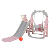 ZUN Kids Swing and Slide Set 3-in-1 Slide with Basketball Hoop for Indoor and Outdoor Activity Center, W2181139395