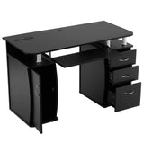 ZUN FCH 115* 55*74cm Black PB Wood 15mm Portable 1pc Door with 3pcs Drawers Computer Desk 23047766