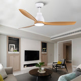 YUHAO 52 inch Indoor Ceiling Fan with Intergrated LED - Matte White with Antique Brown Wood Grain W1367P263803