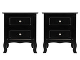 2pcs Country Style Two-Tier Night Tables Large Size Black 71235334