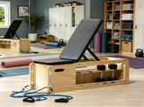 Home Gym Wooden Workout Bench Adjustable Incline Weight Bench with Dumbbell Rack and Built-in 72139805