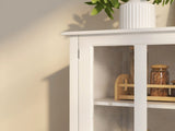 Buffet storage cabinet with double glass doors and unique bell handle 08103750