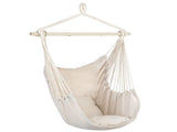Distinctive Cotton Canvas Hanging Rope Chair with Pillows Beige 62938051