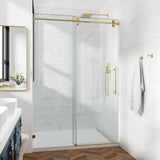 60*66"Fixed & Sliding Shower Door, Round Tube Hardware, Clear Glass Shower Door, 3/8 SGCC T3177P320598