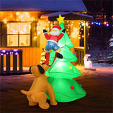 79" Inflatable Christmas Tree - Santa & Puppy Design, Built-in LEDs, Waterproof Polyester, Quick 17436753