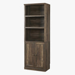 ZUN 1 Doors Bookshelf with USB Port and 3 Open Shelves Bookcase Side Cabinet Storage Shelves, Rustic WF531476AAD