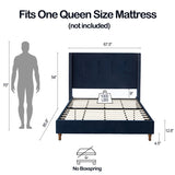 Peyton Upholstered Queen Bed / 54" High Headboard / Traditional Hand Buttoned Tufting / Nailhead B083P152028