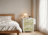 Wood Filing Cabinet with Casters, White Fluted, Iron Clad Wood, Melamine Faced, 2 Small Drawers 89144911