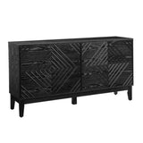 60.5'' Buffet Cabinet with Storage, Farmhouse Fluted Sideboard with Geometric Pattern & Adjustable W1801P288508