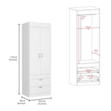 Lisboa Armoire, Rod, Double Door, Two Drawers, Metal Handles White B200P242411