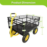 Steel Garden Cart, Heavy Duty 1400 lbs Capacity, with Removable Mesh Sides to Convert into Flatbed, W1422112806