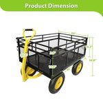 ZUN Heavy Duty Steel Garden Cart Removable Mesh Sides to Convert into Flatbed, Utility Metal Wagon 33518030