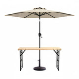 3-Piece Patio Picnic Set - 7.5ft Crank Tilt Umbrella, Heavy-Duty Resin Base, Adjustable Legs, 98362226