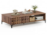 47 Inch Mid-Century Coffee with Storage Cabinets & Open Compartment, Walnut Wooden Look Accent 06885570