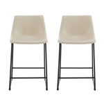 ZUN (Set of 2) Vintage Style 24-Inch Armless Industrial Faux Leather Counter Stool with Metal Legs and N780P170743C