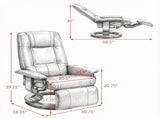 Brown Swivel Recliner Chair PU Leather Reclining Armchair Retractable Footrest Wood Base Adjustable 00264137