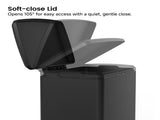 Black 14 Gallons Pedal Trash Can with Soft Close Lid, Removable Inner Bucket & Detachable Wheels, 12811413