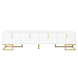 ON-TREND Modern TV Stand Metal Legs and Gold Handles for TVs Up to 80'', Media Console Table WF325614AAK