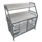 Large pet cage with rack, drawers with stainless steel food and water basins, double-layer W3064P245387