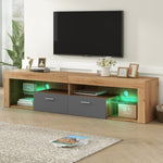 ZUN Modern Design TV Stands for TVs up to 80'', LED Light Entertainment Center, Media Console with 6 N710P179622E