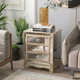 W 19.7" X D 15" X H 26" Champagne mirror 3 drawer cabinet extraction cabinet, multifunctional W100535962