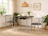 1 Table 2 Chairs Table Set, Oval Tabletop, MDF & Metal Frame, KD Assemble 59100001