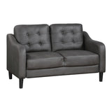 Gray Polished Microfiber Upholstered 1pc Loveseat Button Tufted Contoured Arms Solid Wood Frame B011P206271