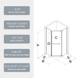Pivot shower door, with 1/4" tempered glass , 34.75 in. x 72 in. Frameless Neo-Angle Pivot Shower W2122P228620