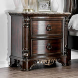 ZUN 1pc Nightstand Only Traditional Brown Cherry Solid wood 2-Drawers Ball Bearing Metal Glides Brass B011135533