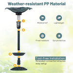 ZUN Green Standing Pedestal Birdbath and Feeder Combo with Solar Powered Lamp 50023949