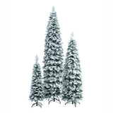 8FT, 6FT, 4FT Pre-Lit Pencil Christmas Trees, Set of 3 Flocked Fir Slim Christmas Trees, Xmas 19997453