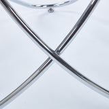 Dining Table with chrome metal leg and tempered glass,Modern Space Saving Kitchen Table for Living W234P329696