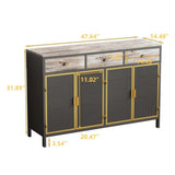 48" Wide 4 Doors Modern Sideboard with 3 Top Drawers, Freestanding Sideboard Storage Cabinet W75741394