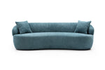 ZUN Blue Mid Century Modern Curved Sofa, 3 Seat Cloud couch Boucle sofa Fabric Couch for Living Room, W87679951