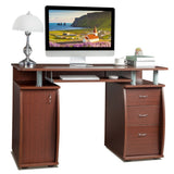 115* 55*74cm 15mm MDF Portable 1pc Door with 3pcs Drawers Computer Desk Coffee Color 10786365