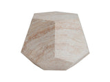 Outdoor/Indoor Lightweight Concrete Side Table,Hexagonal Round Travertine Accent Table N773P253775Z