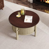 Vintage Round Coffee Table Storage in 30.3" for Living Room, Mid Century Modern Cocktail Table N735P277387K