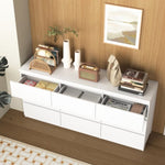 ZUN White 9 Drawer Cabinet for Bedroom, Wide Modern Chest of Drawers No Handles Design, Wood Storage W409P225882