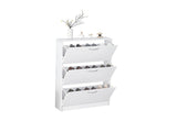 Shoe Cabinet for Entryway, White Narrow Shoe Storage Cabinet Flip Down Shoe Rack Wood 3 Tier Shoe 58259899