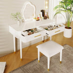 ZUN 40" Modern Vanity Table Set with Mirror Touch Screen Lighted Mirror, Dressing Table and Cushioned N704P196657K